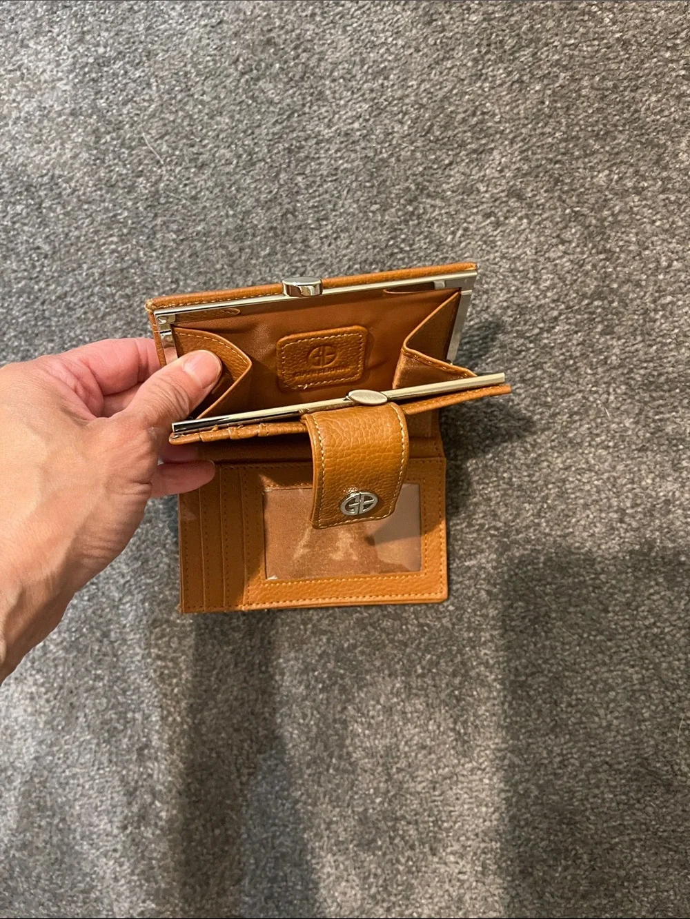 Giani Bernini Pebbled Leather Snap Wallet in Cognac